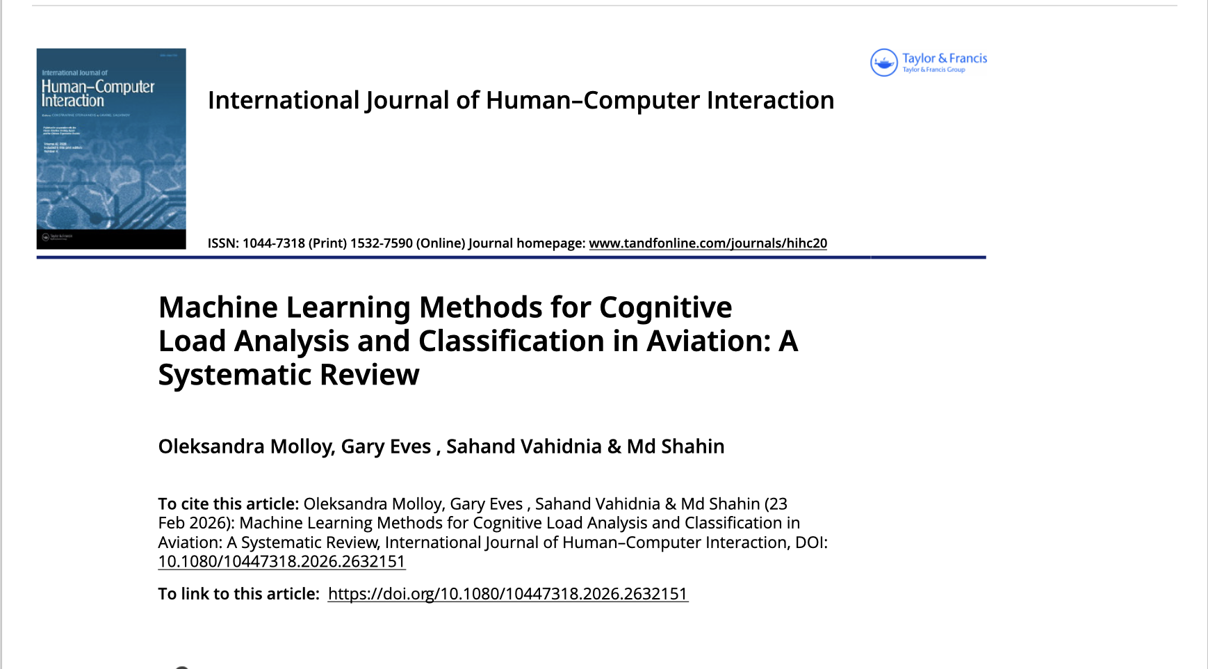 Machine learning methods for cognitive load analysis and classification in aviation